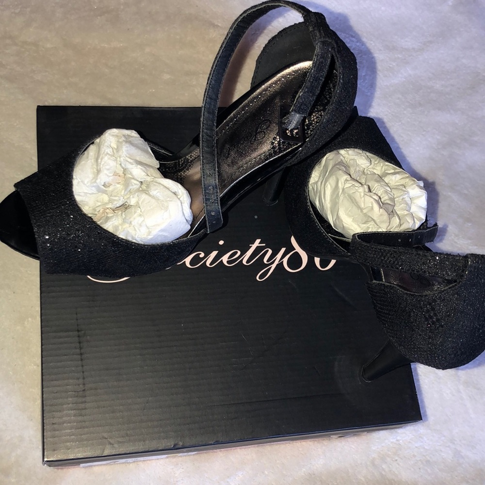 Black lace stilettos
